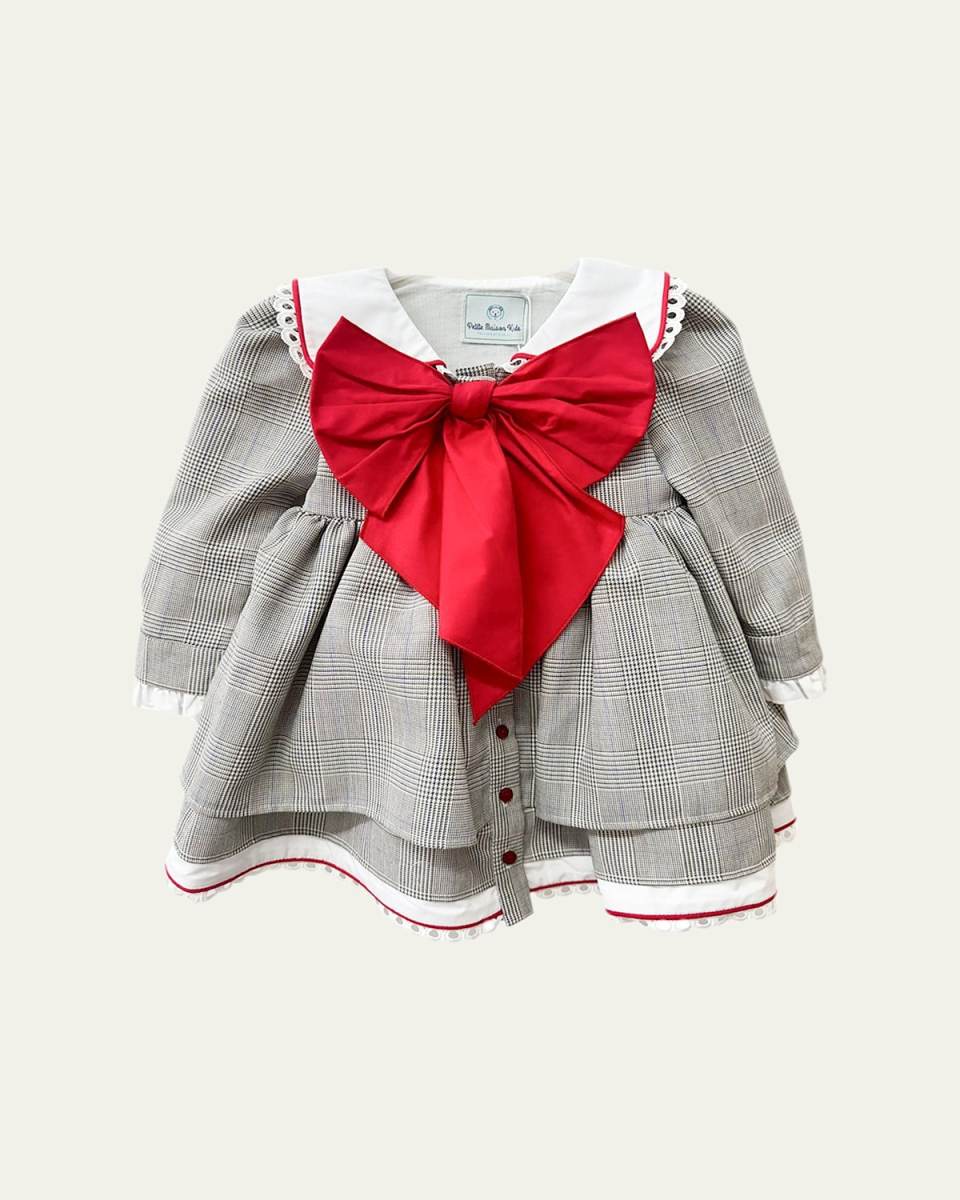 Girl's Georgina Tartan-Print Dress, Size 12M-10